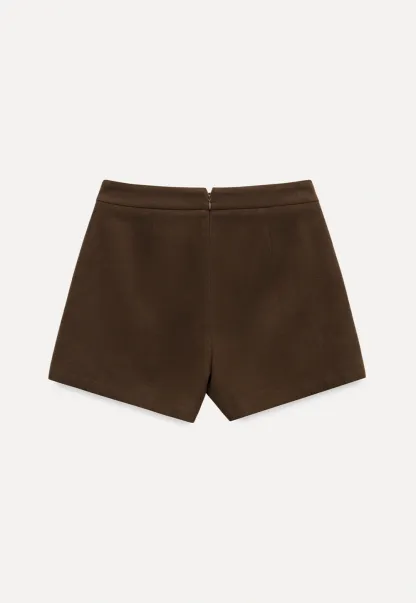 Women Faux Suede A-line Mini Skirt High Waist