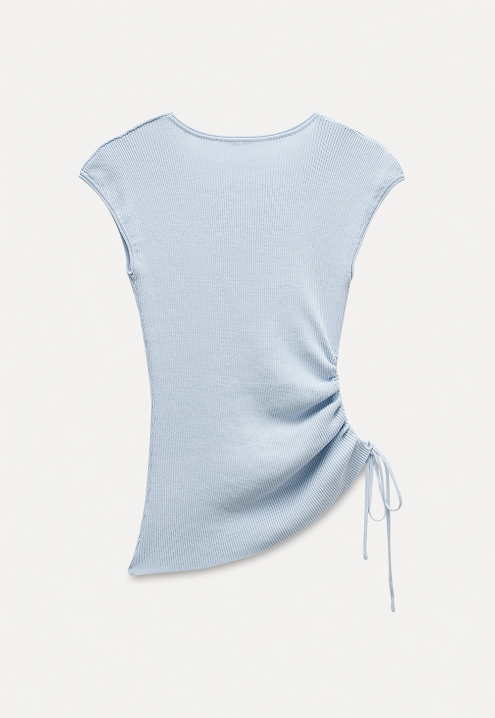 Side-Tie V-Neck Ribbed Top