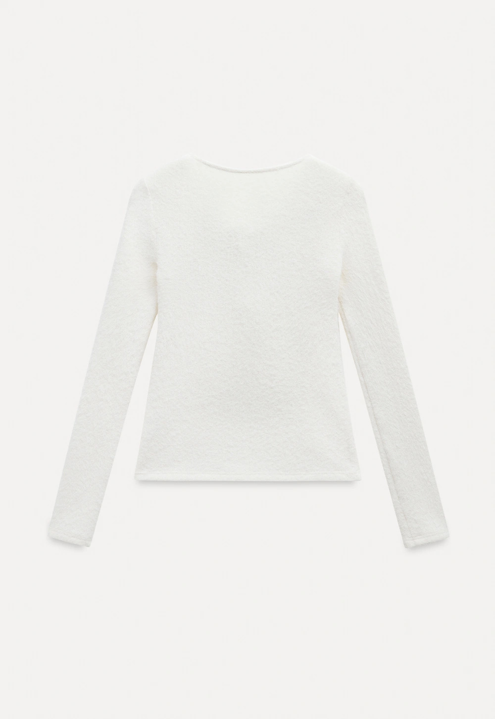 Women Soft Fluffy Knit Top Twist Front Long Sleeve