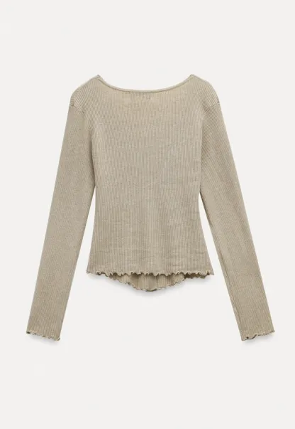 Lace Trim Ribbed Knit Top