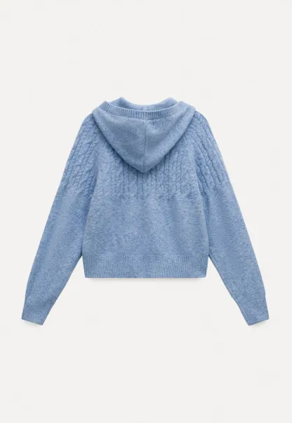 Women Winter Cable Knit Hooded Pullover