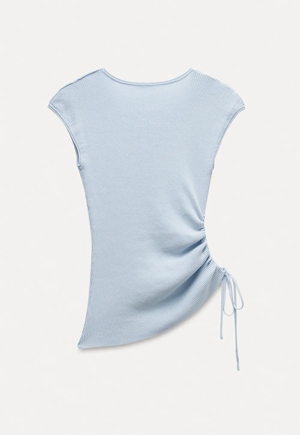 Side-Tie V-Neck Ribbed Top