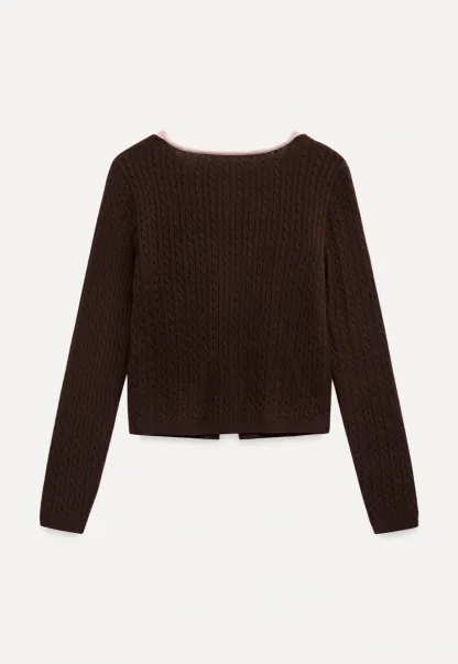 Two Tone Cable Knit Cardigan for Women