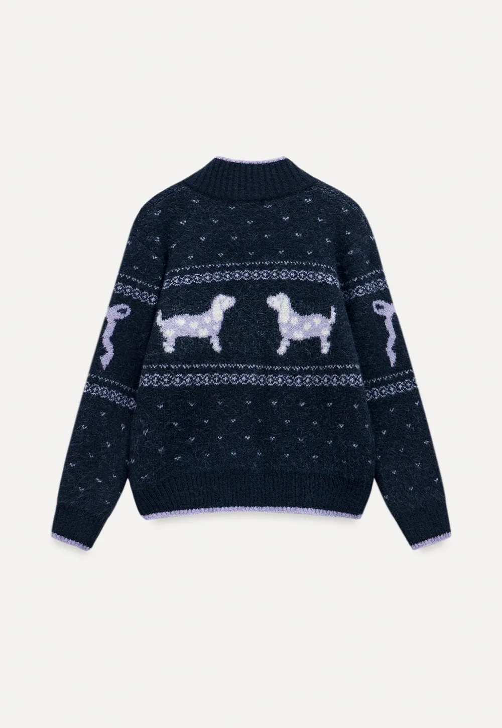 Dog Pattern Knit Cardigan