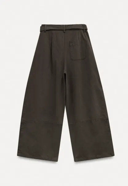 High-Waist Wide-Leg Pants with Tie Belt