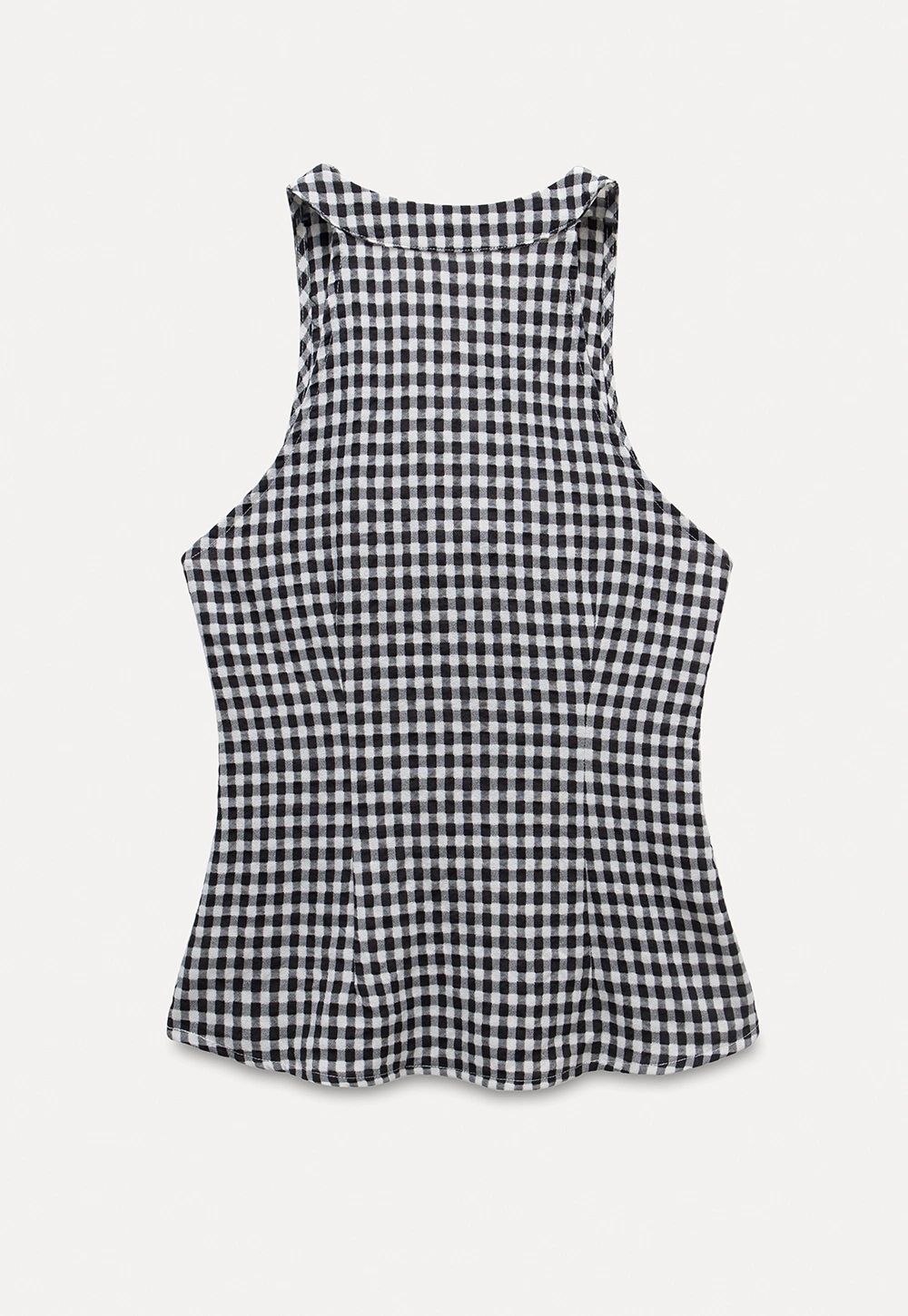 Ruffled Gingham Check Sleeveless Top
