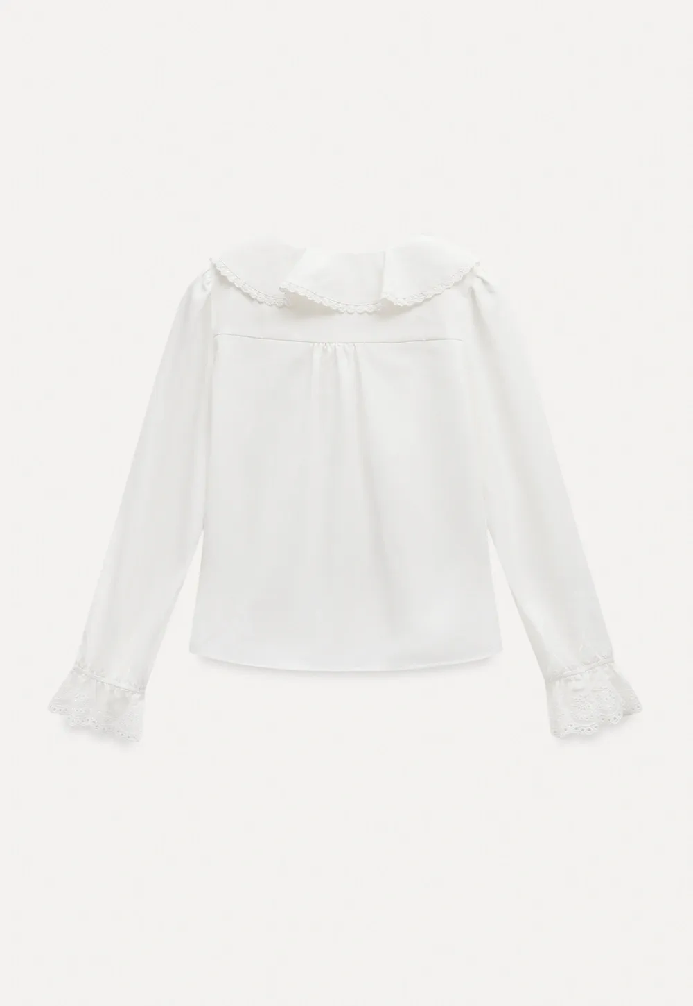 Women Ruffle Lace V Neck Long Sleeve Blouse