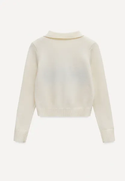 Women Argyle Knit Sweater Collared Long Sleeve Top