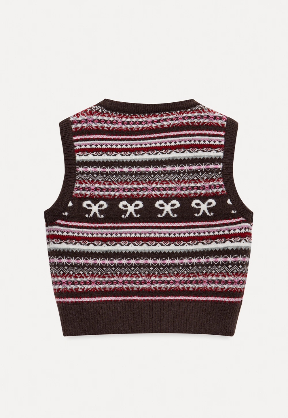 Preppy Bow Pattern V Neck Knit Sweater Vest