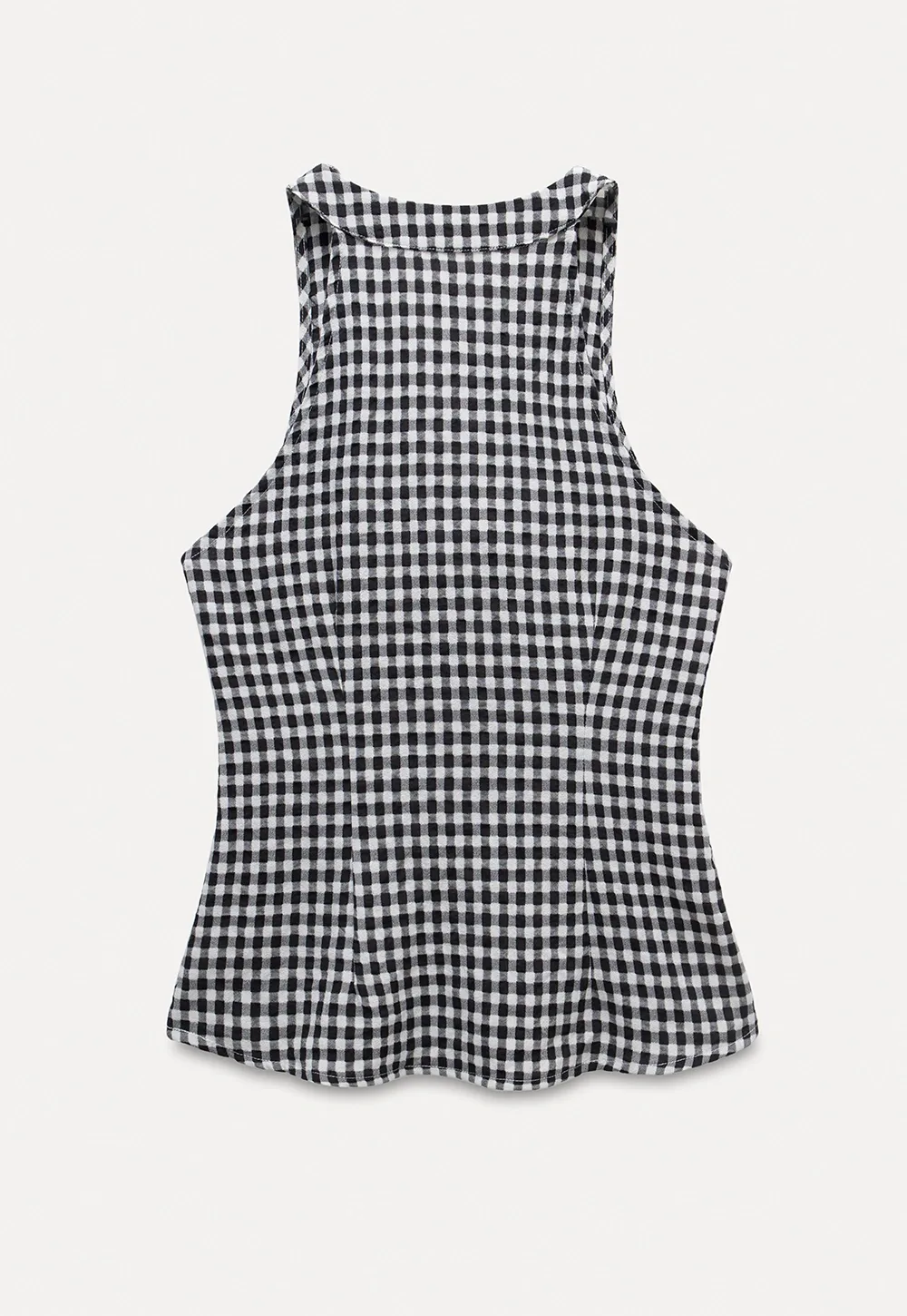 Ruffled Gingham Check Sleeveless Top