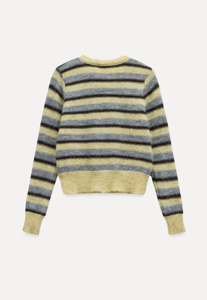 Vintage Striped Knit Cardigan for Women Casual