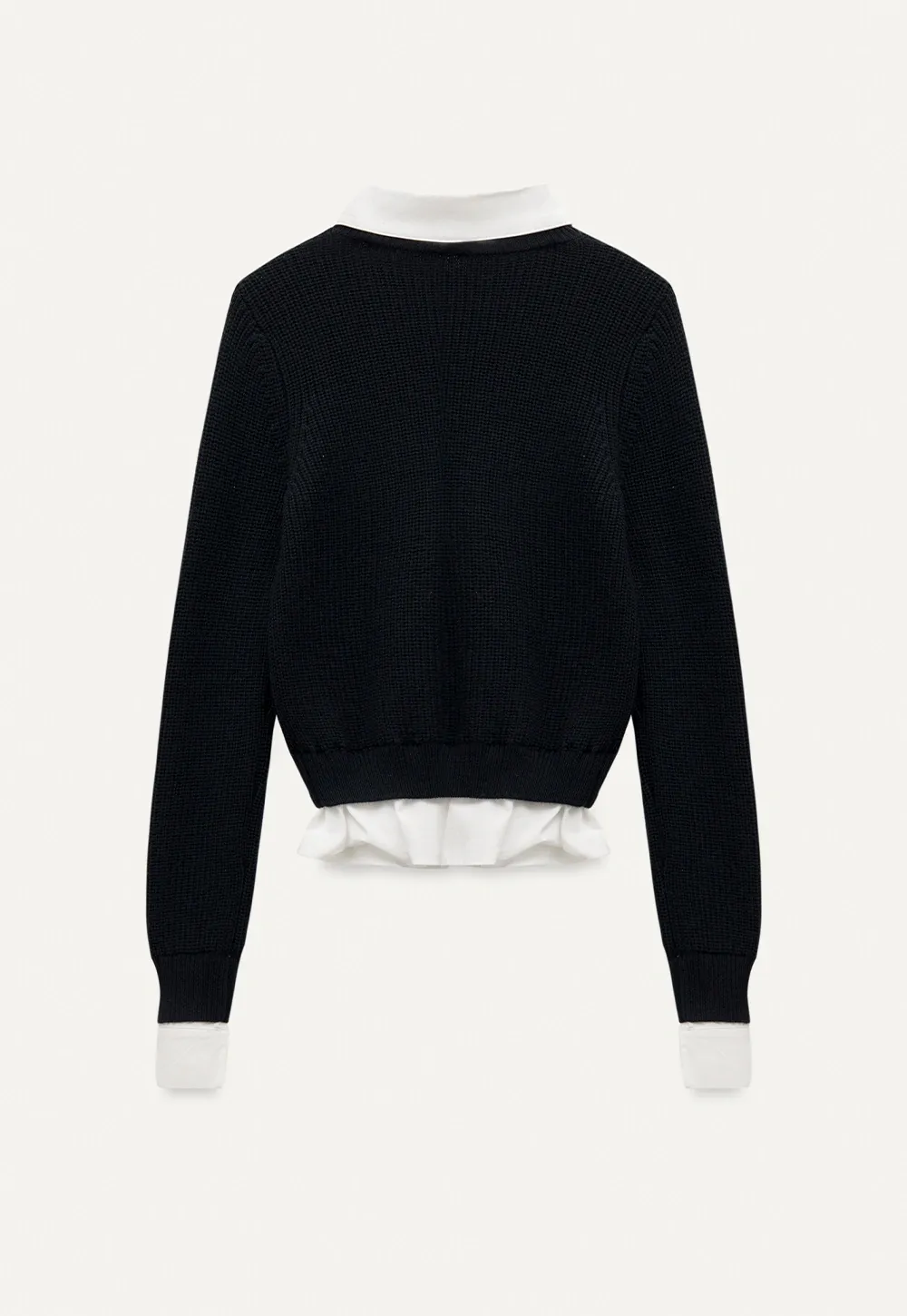 Layered Sweater with Shirt Collar