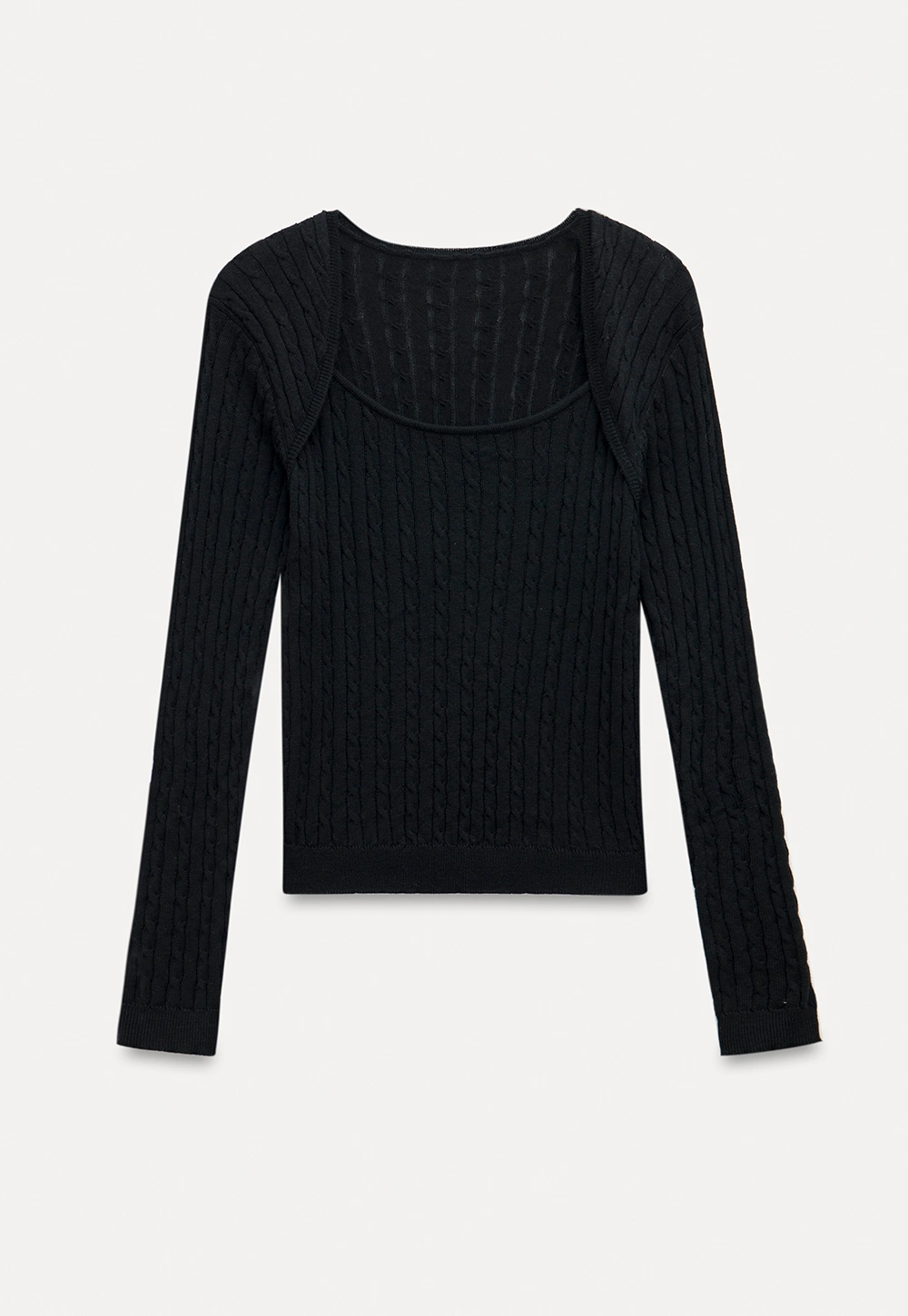 Square Neck Cable Knit Sweater