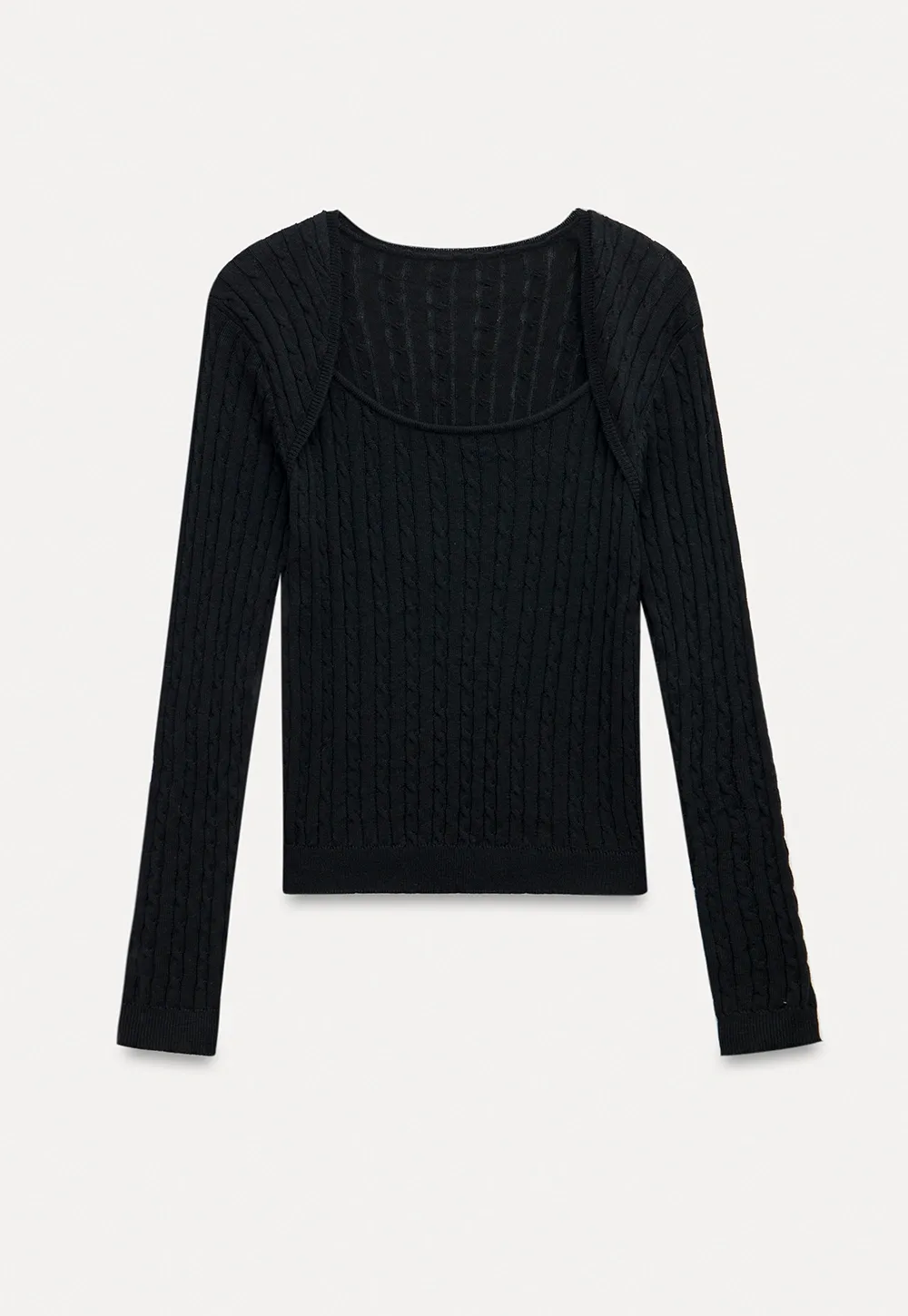Square Neck Cable Knit Sweater
