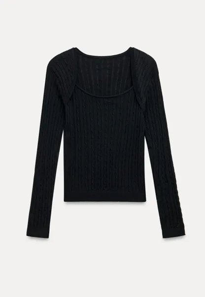 Square Neck Cable Knit Sweater