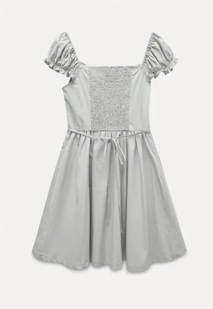 Off-Shoulder Puff Sleeve Dress with Tie