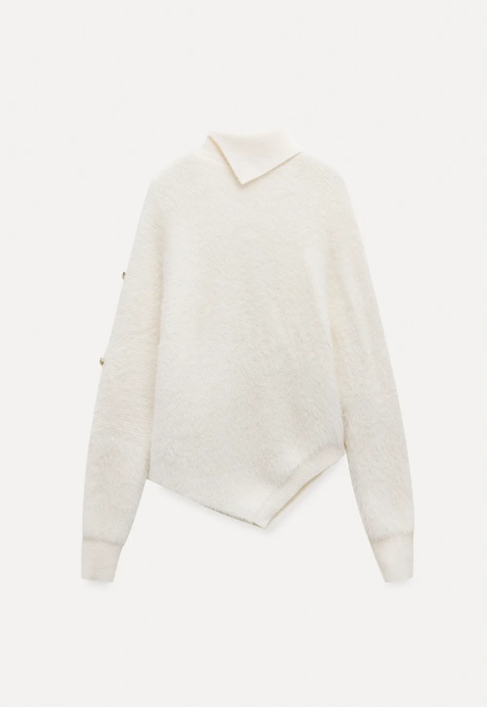 Cozy White Turtleneck Sweater Women Fuzzy Knit Top