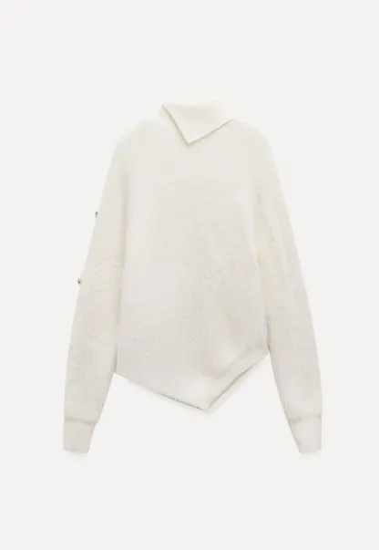 Cozy White Turtleneck Sweater Women Fuzzy Knit Top