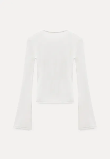 Women Slim Fit Long Sleeve Ribbed Knit Top