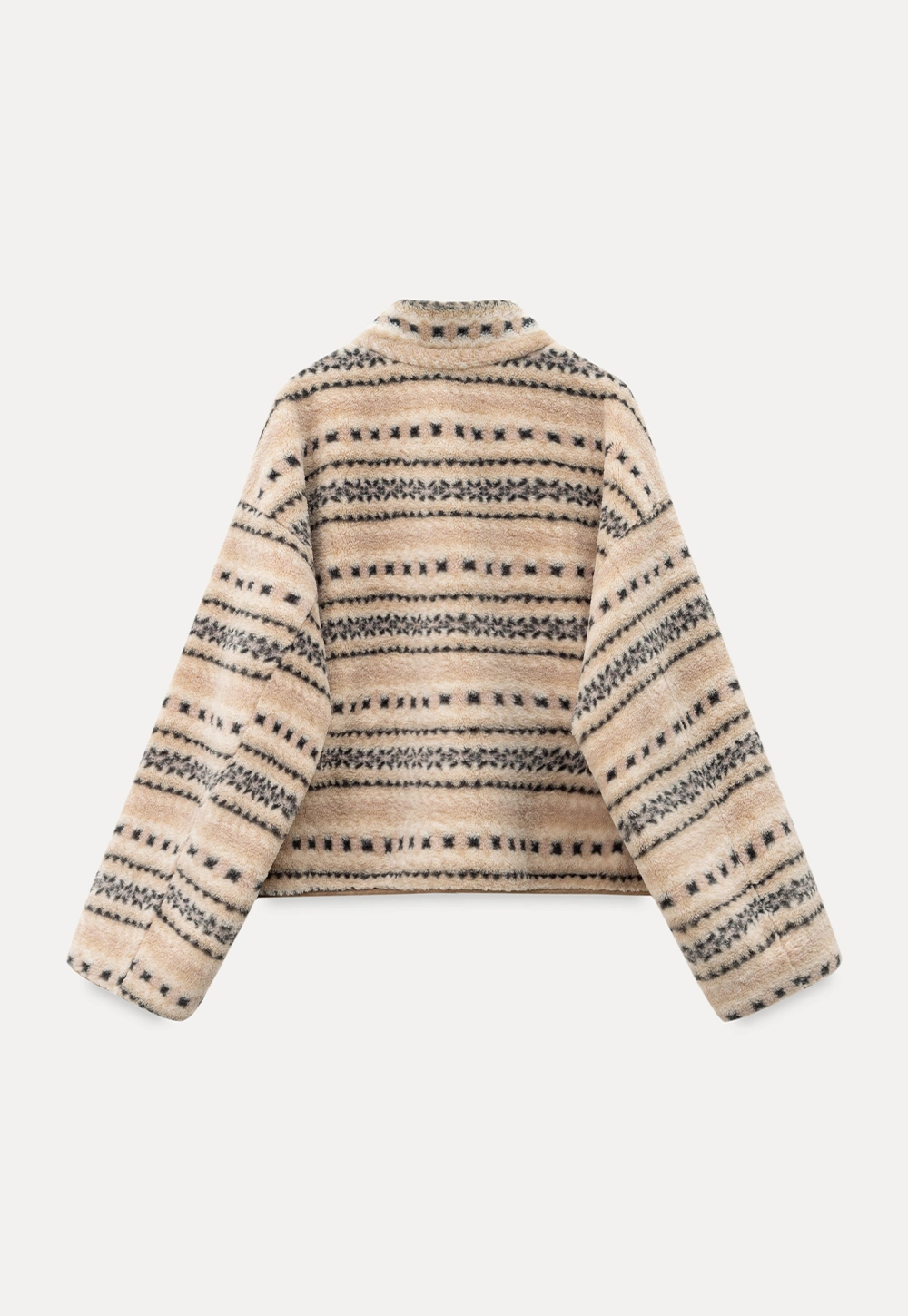 Women Vintage Fleece Jacket Striped Warm Outerwear