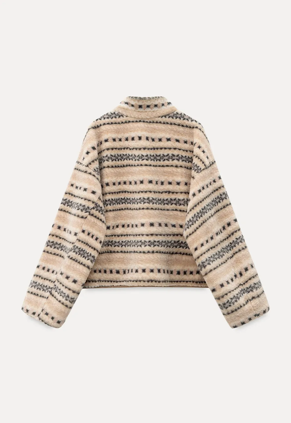 Women Vintage Fleece Jacket Striped Warm Outerwear