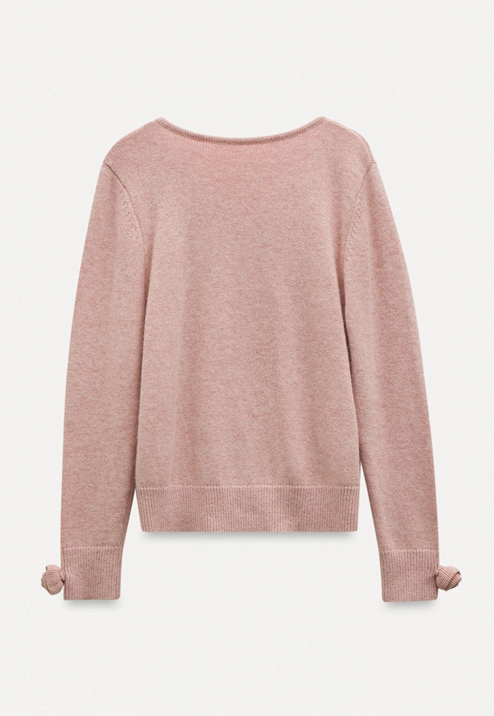 Women V-Neck Knit Sweater with Bow Cuff Detail