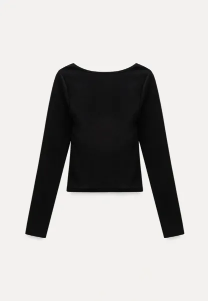 Women Square Neck Long Sleeve Tee