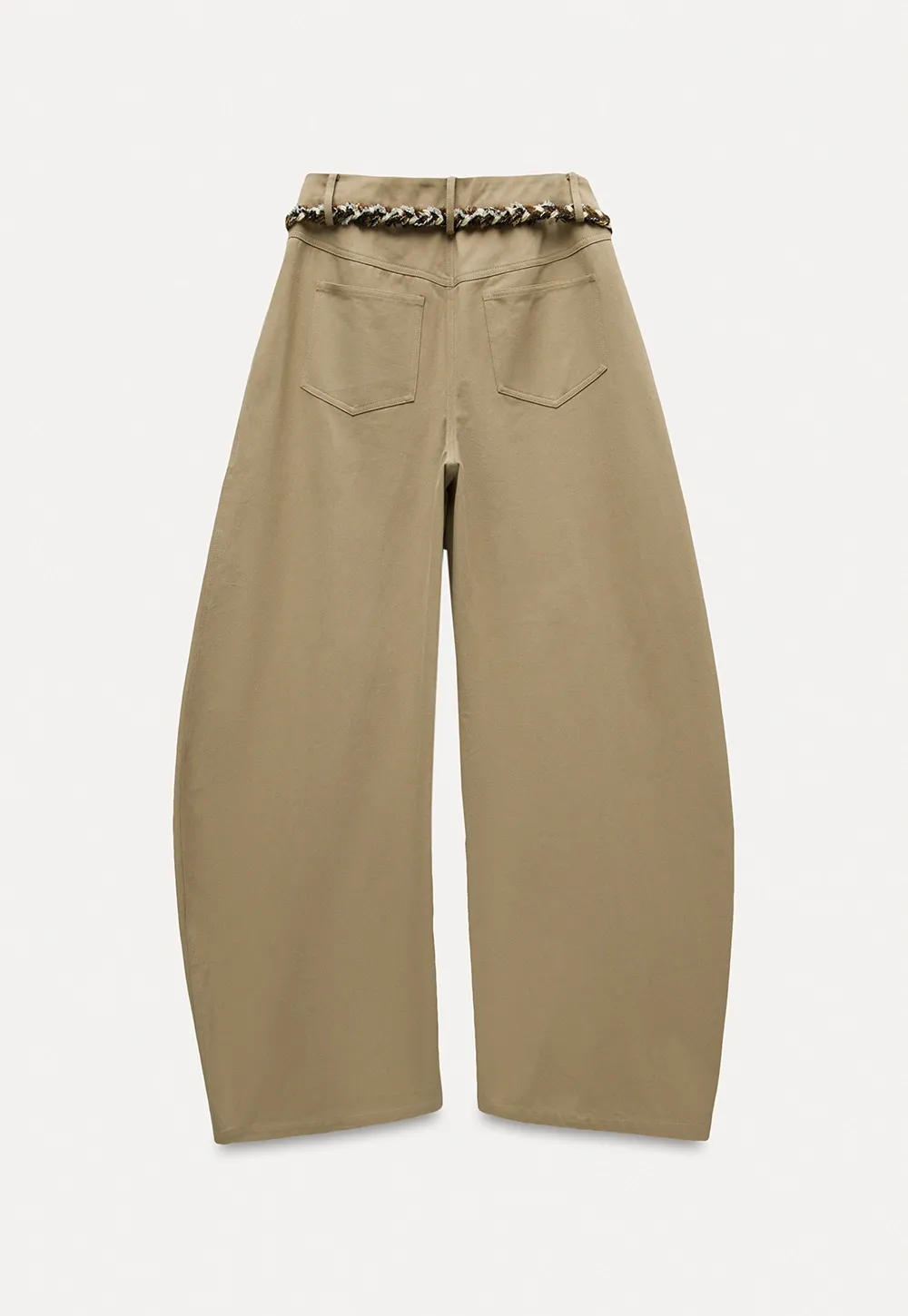 Wide-Leg Trousers with Braided Drawstring Detail