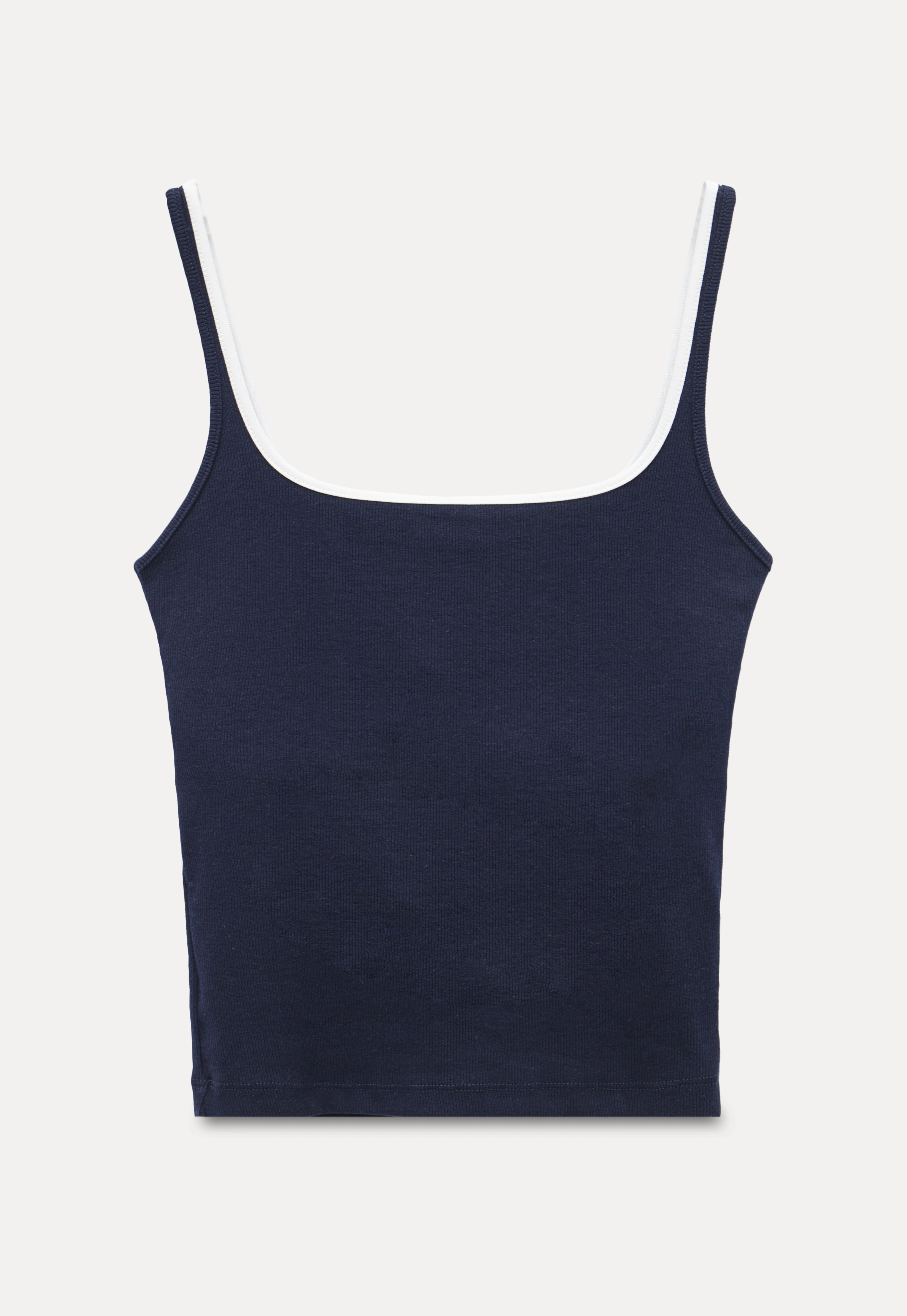 Contrast Trim Buttoned Tank Top
