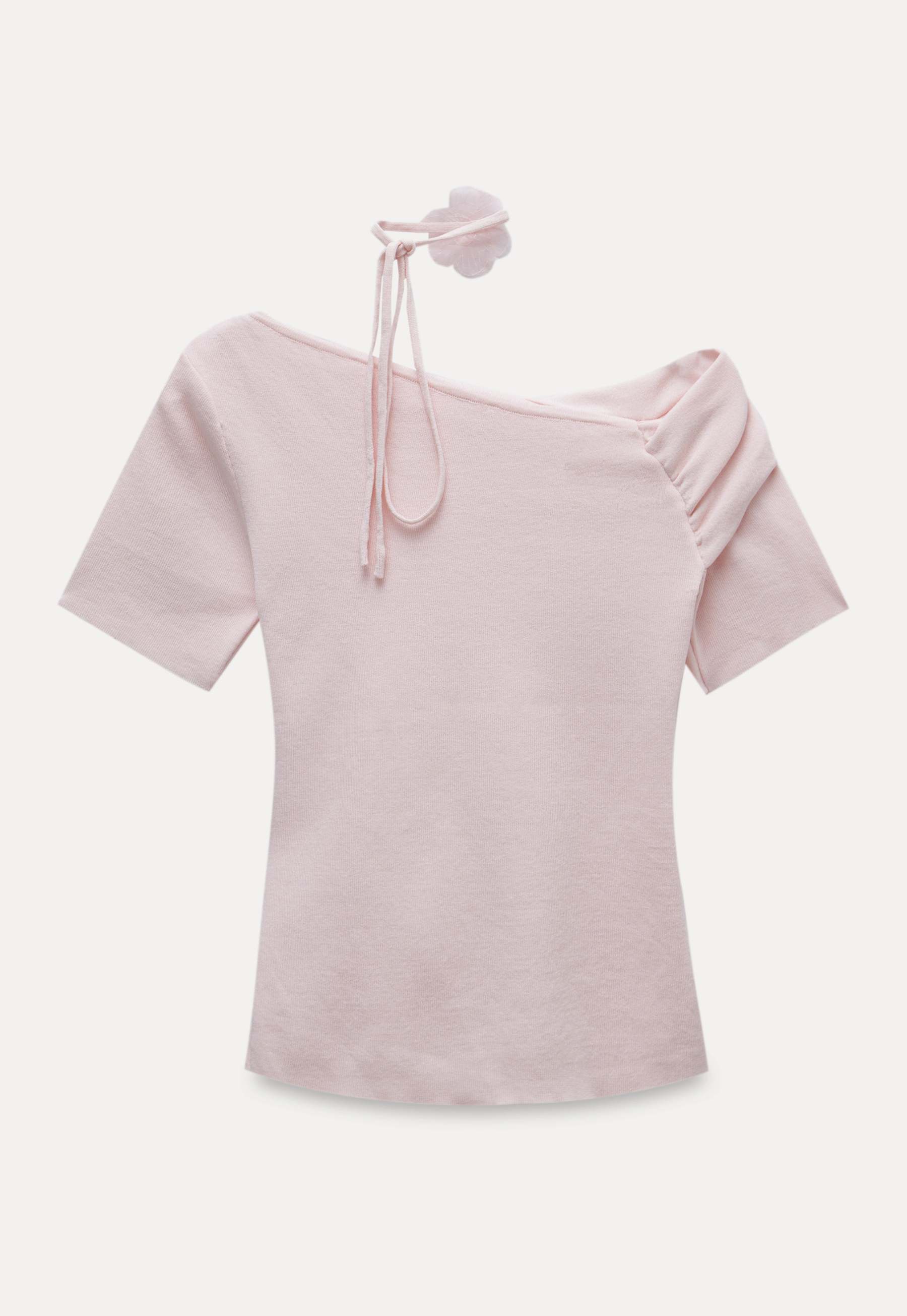 Women's Off-Shoulder Top with Flower Strap