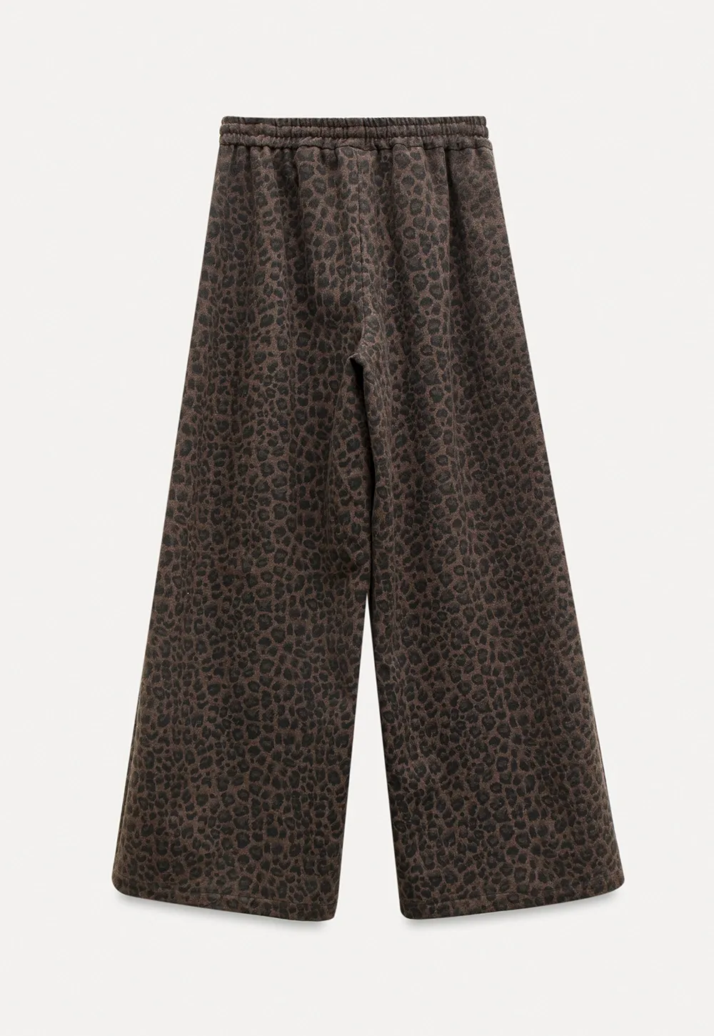 Women Leopard Print Wide-Leg Pants with Drawstring Waist