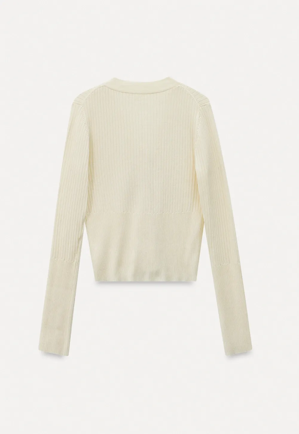 Women’s Ribbed V-Neck Cardigan with Button Detail