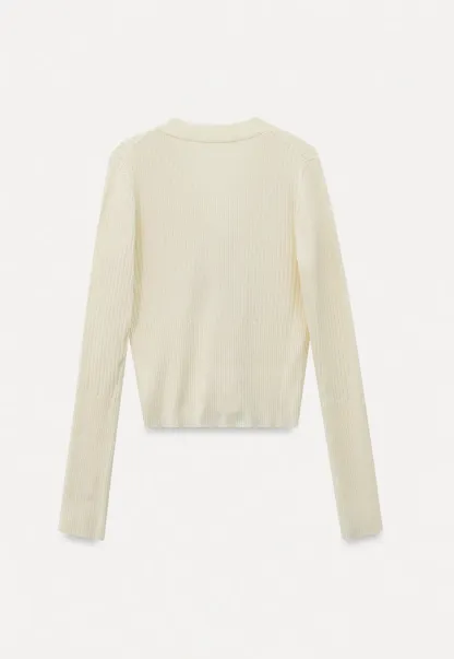 Women’s Ribbed V-Neck Cardigan with Button Detail