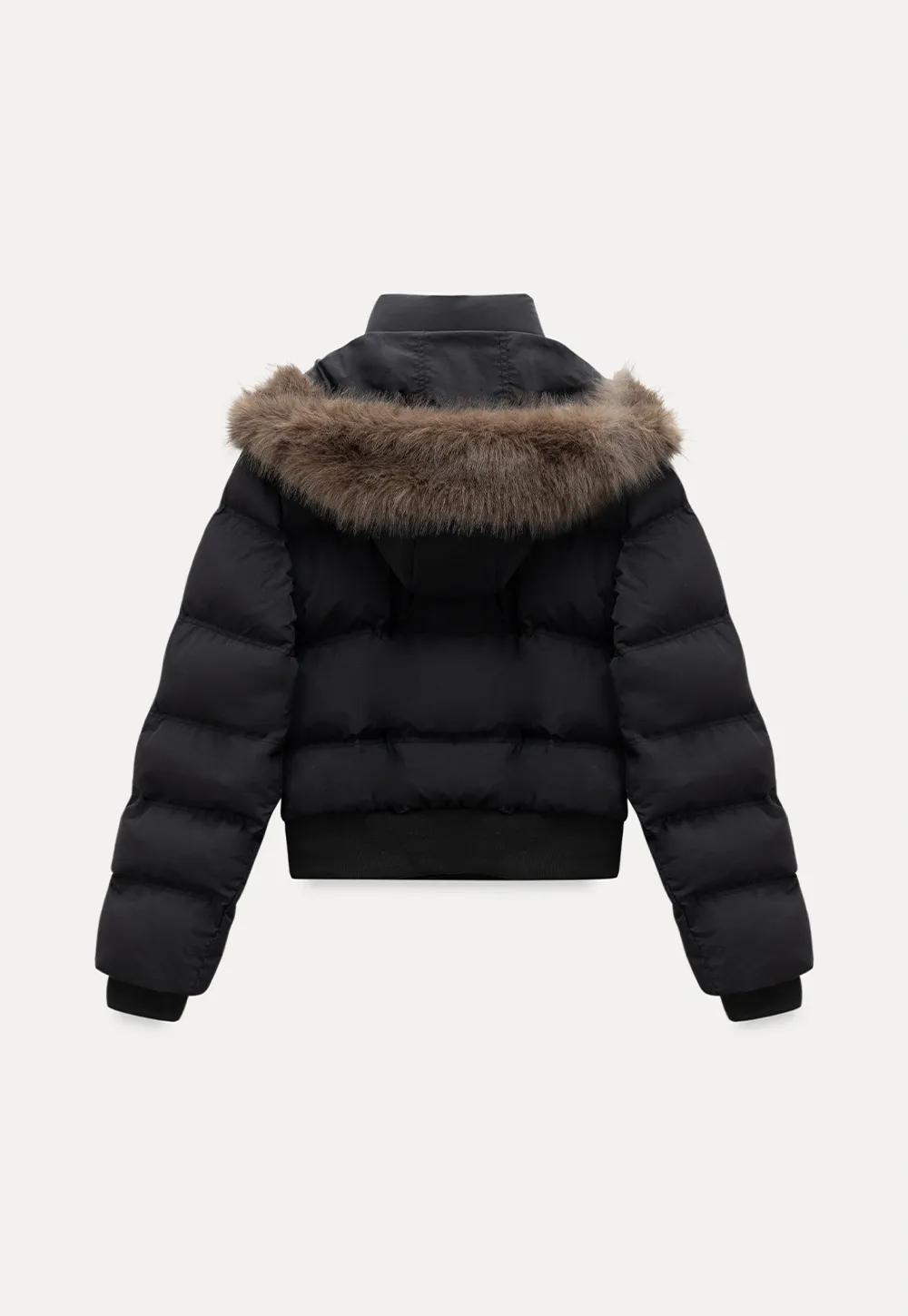 Stylish Black Winter Coat Jacket with Fur Hood