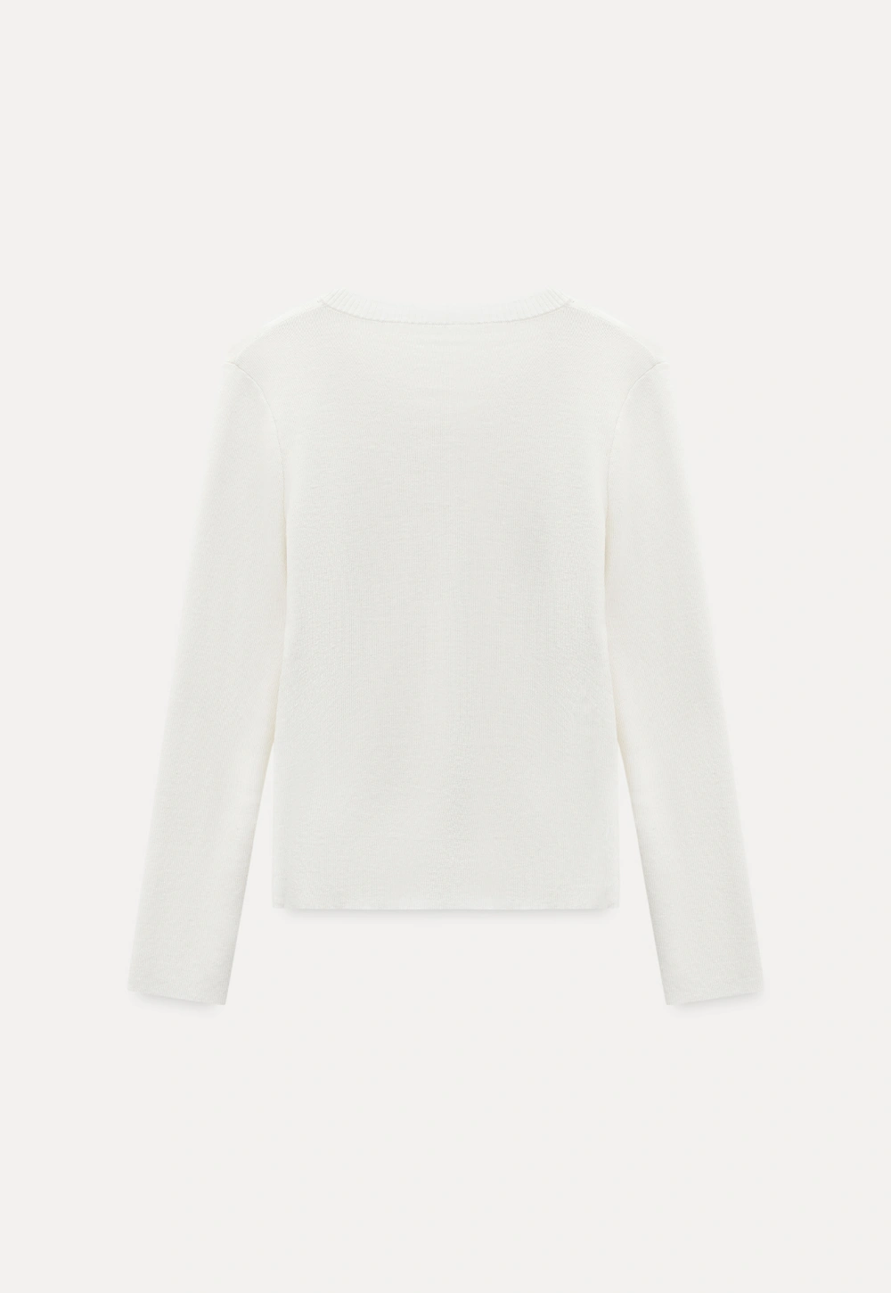 Casual White Long Sleeve Sweater with V-Neck