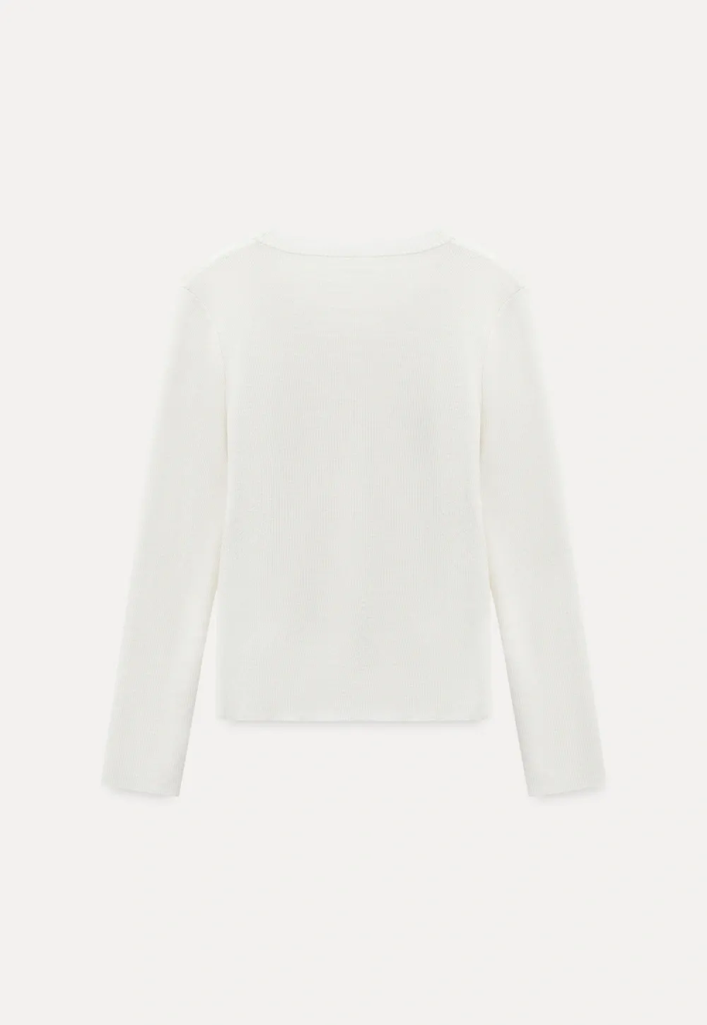 Casual White Long Sleeve Sweater with V-Neck