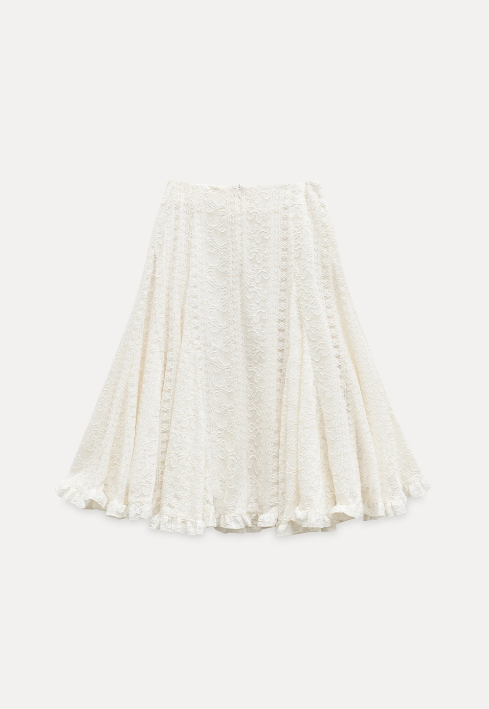 Elegant White A-Line Lace Skirt