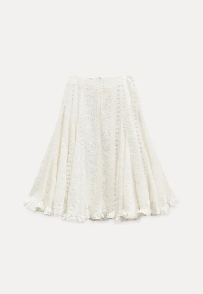 Elegant White A-Line Lace Skirt