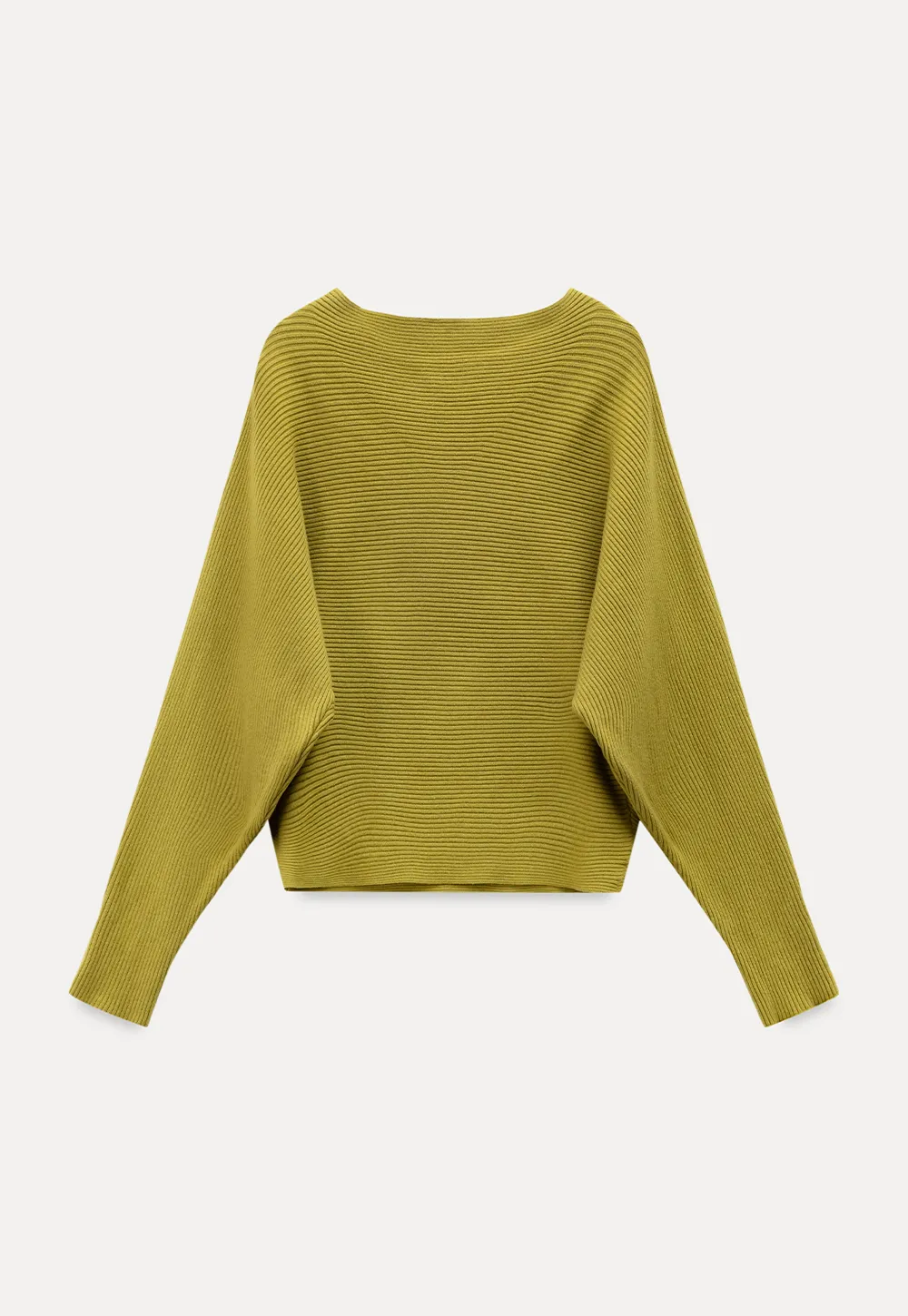Ribbed Boat Neck Knit Sweater