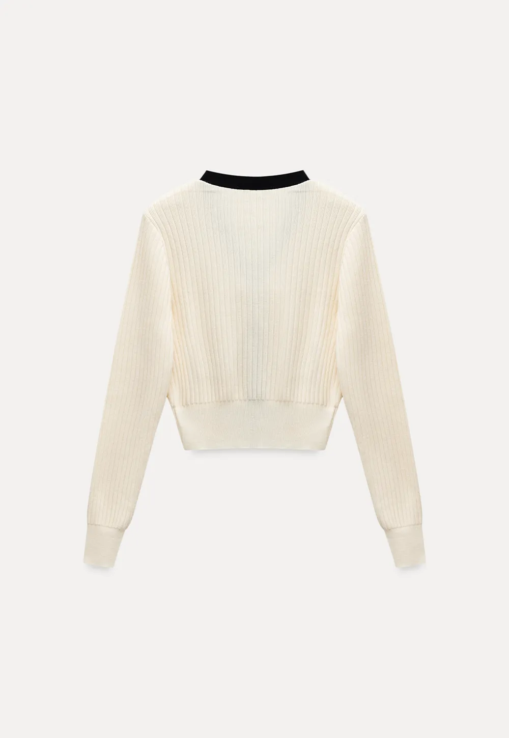 Contrast Trim Ribbed Knit Cardigan