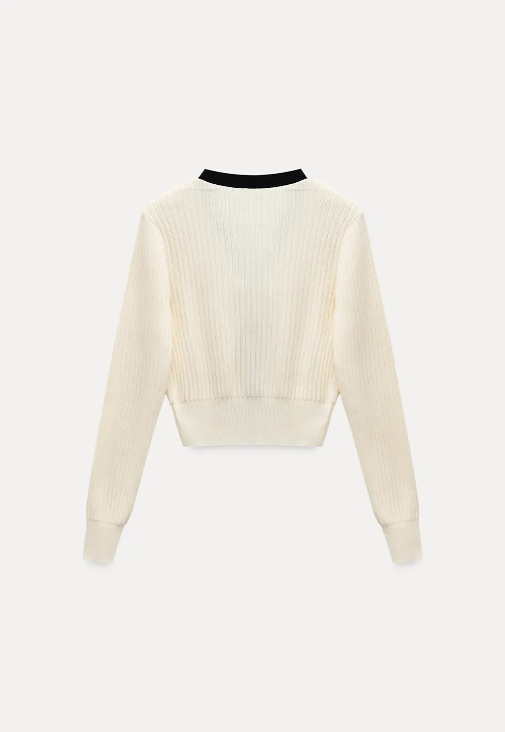 Contrast Trim Ribbed Knit Cardigan