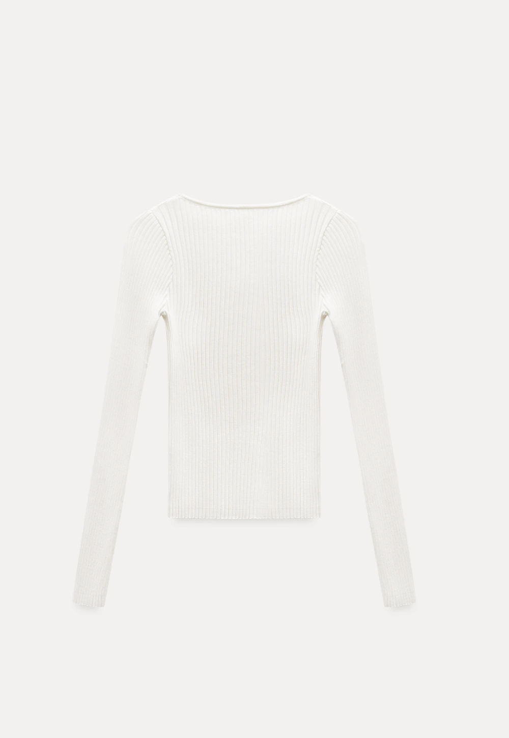 Womens Ribbed Long Sleeve Top with Bow Detail