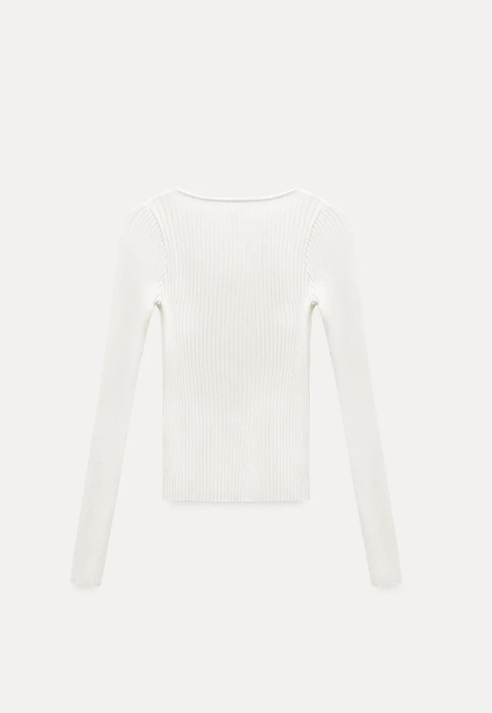 Womens Ribbed Long Sleeve Top with Bow Detail