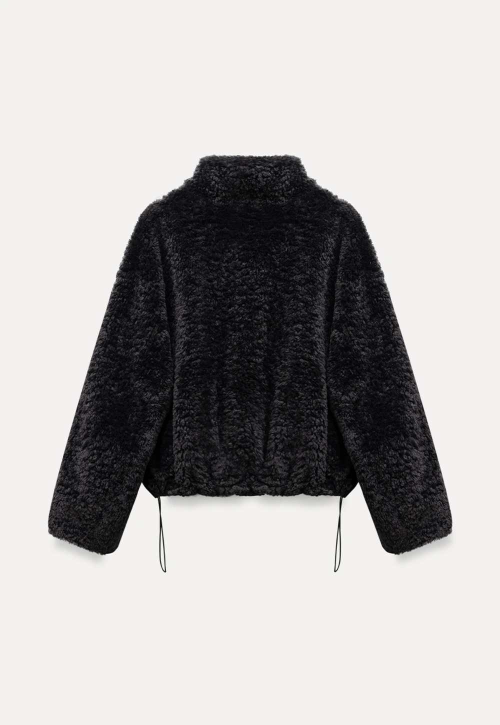 Womens Oversized Stand Collar Faux Leather and Sherpa Jacket