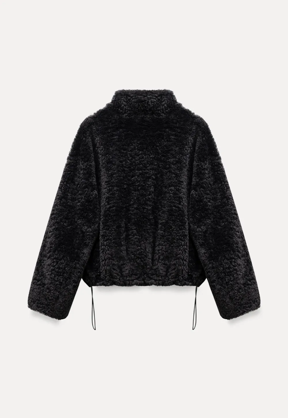 Womens Oversized Stand Collar Faux Leather and Sherpa Jacket