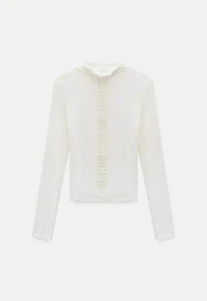 Women’s White Long Sleeve Turtleneck Top
