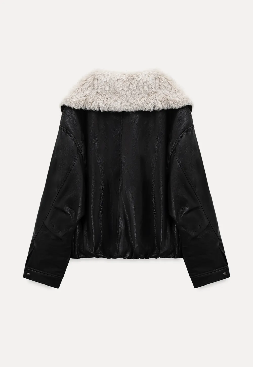 Faux Leather Jacket with Faux Fur Collar