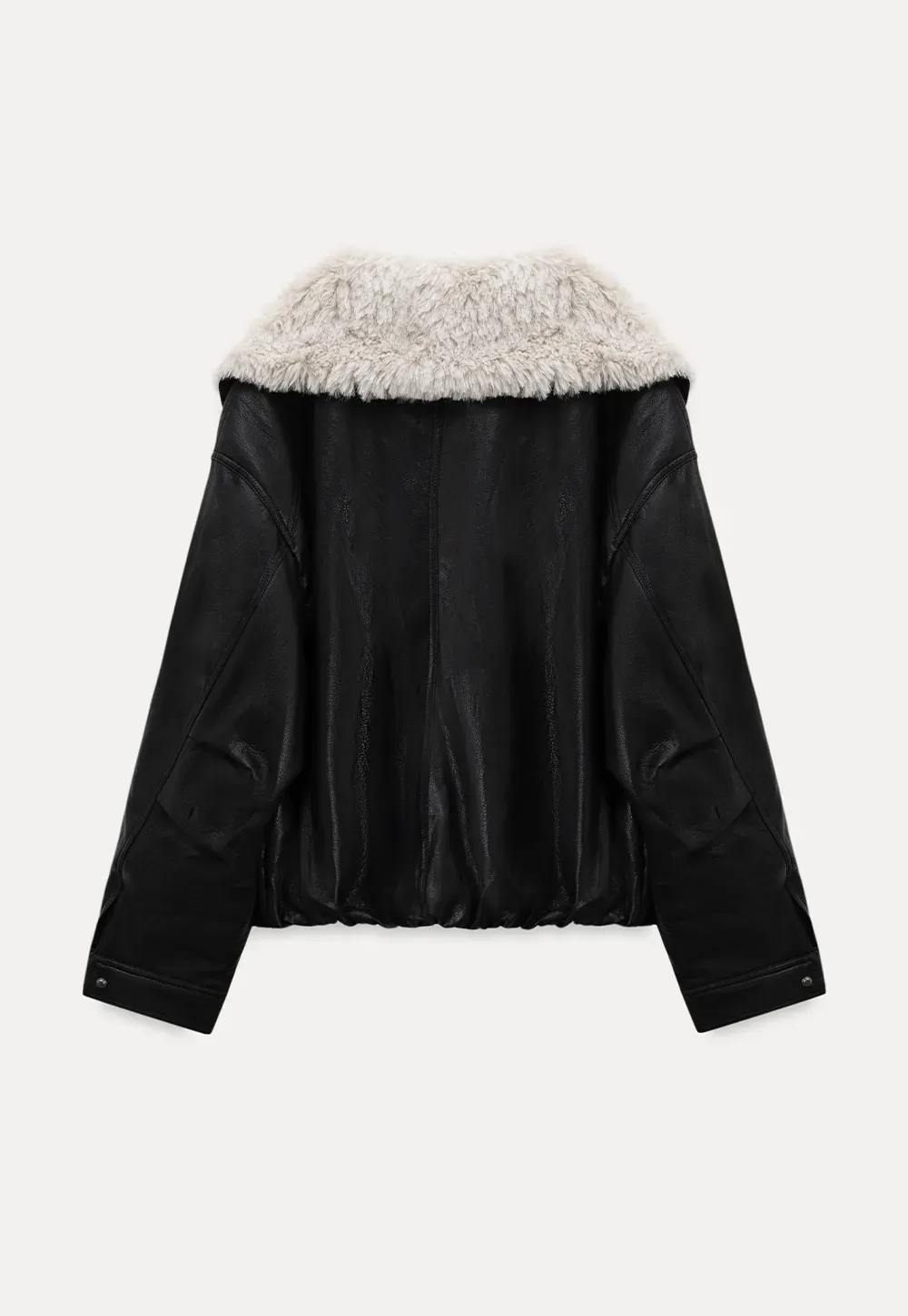Faux Leather Jacket with Faux Fur Collar