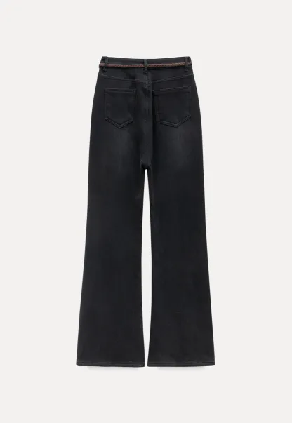 Womens High Rise Wide Leg Denim Pants