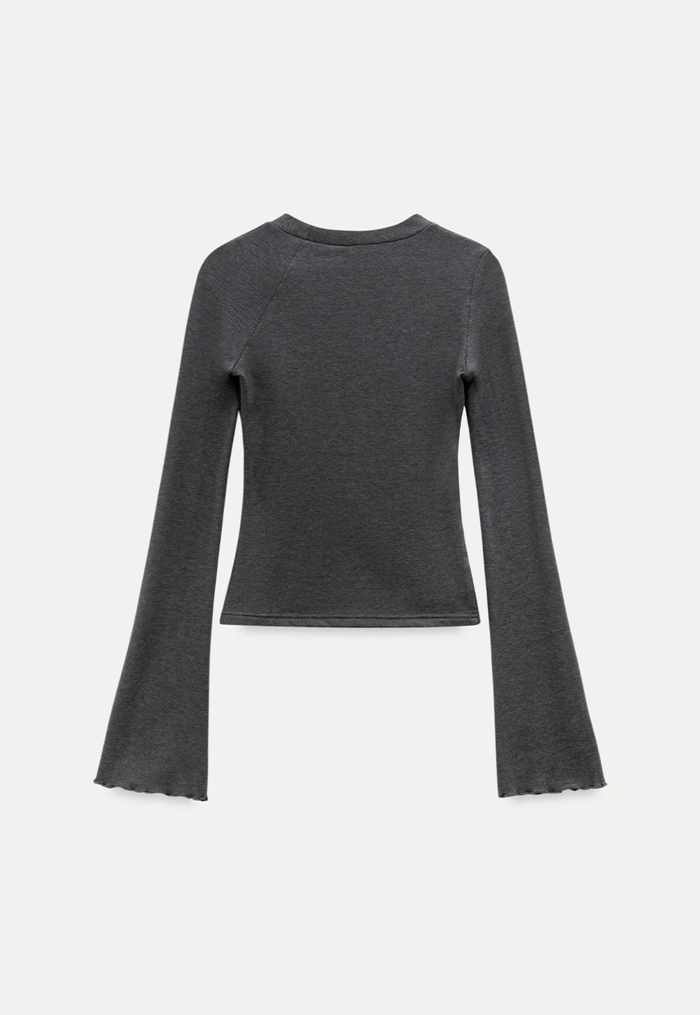 Women Gray Knot Detail Long Sleeve Top